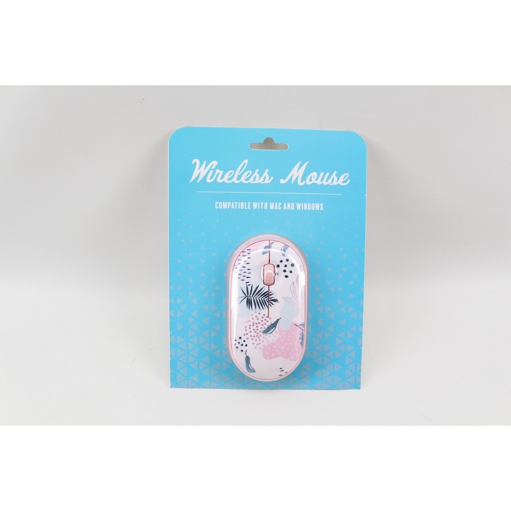 New Orbit Innovations Wireless Mouse w/ Scroll Wheel Compatible Mac/PC Pink/Leaf